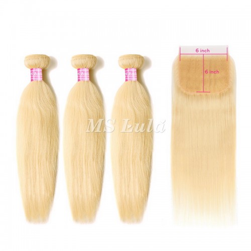 613# Virgin Straight Hair Bundles With 6x6 Lace Closure | Human Hair Wig | Lace Front